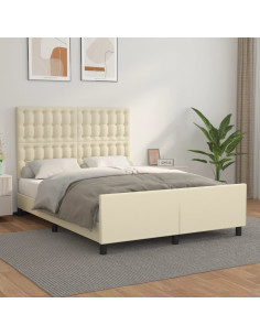 Giroletto con Testiera Crema 140x190 cm in Similpelle