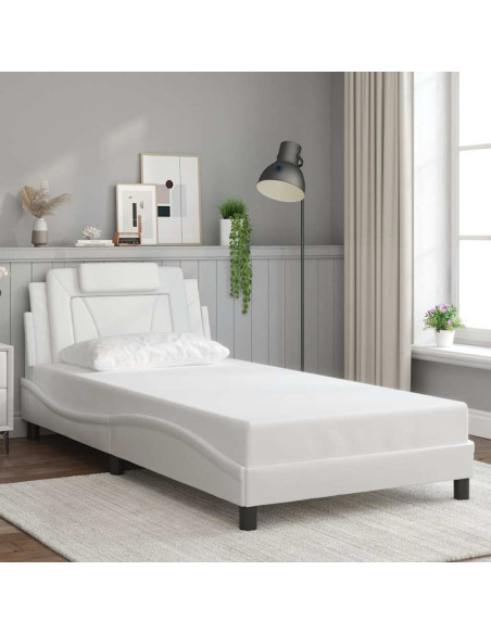 Giroletto Viana senza Materasso Bianco 100x203 cm in Similpelle