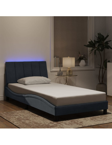 Giroletto con LED senza Materasso Hanko Grigio Scuro 100x203 cm in Velluto