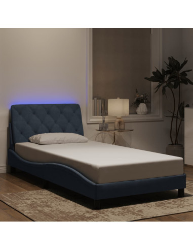 Giroletto con LED senza Materasso Grigio Scuro 100x203 cm in Velluto