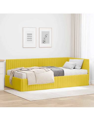 Struttura Letto Angolare con Materasso 2 pcs Giallo Velluto