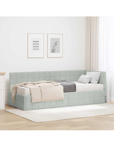 Struttura Letto Angolare con Materasso 2 pcs Grigio chiaro