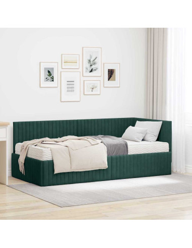 Struttura Letto Angolare con Materasso 2 pcs Verde Velluto