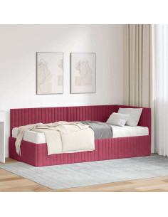 Struttura Letto Angolare con Materasso 2 pcs Verde Velluto