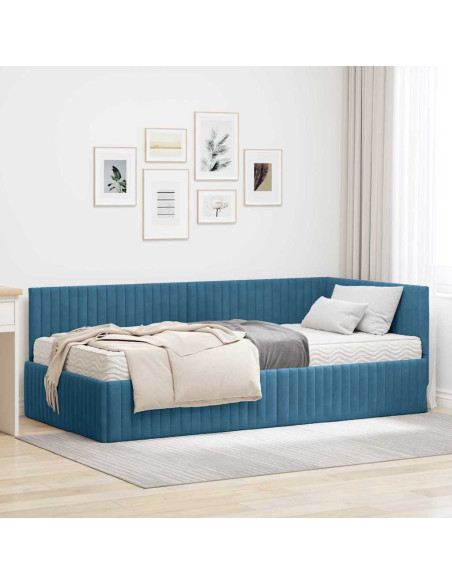 Struttura Letto Angolare con Materasso 2 pcs Blu Velluto