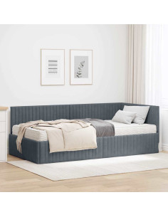 Struttura Letto Angolare con Materasso 2 pcs Grigio Velluto