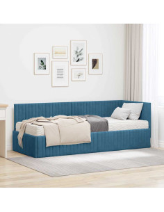 Struttura Letto Angolare con Materasso 2 pcs Blu Velluto