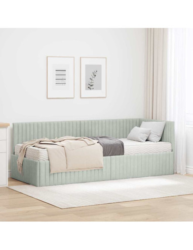 Struttura Letto Angolare con Materasso 2 pcs Grigio chiaro
