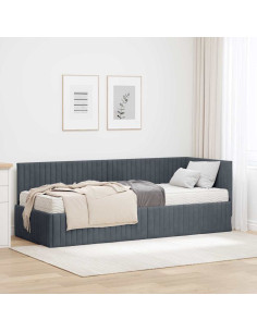 Struttura Letto Angolare con Materasso 2 pcs Grigio Velluto