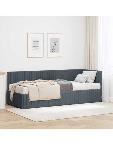 Struttura Letto Angolare con Materasso 2 pcs Grigio Velluto