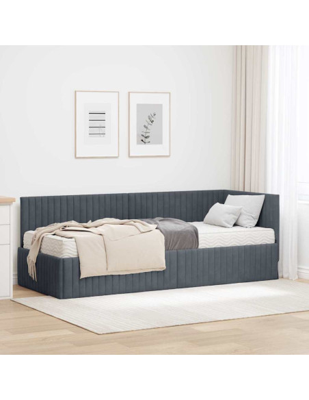 Struttura Letto Angolare con Materasso 2 pcs Grigio Velluto