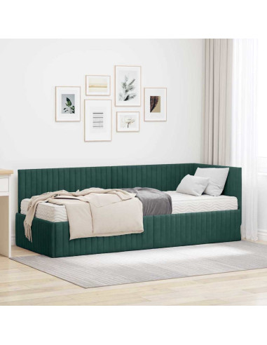 Struttura Letto Angolare con Materasso 2 pcs Verde Velluto