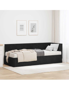 Struttura Letto Angolare con Materasso 2 pcs Nero Velluto
