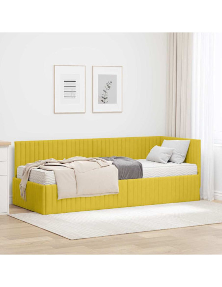 Struttura Letto Angolare con Materasso 2 pcs Giallo Velluto