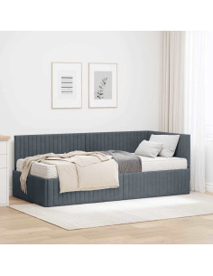 Struttura Letto Angolare con Materasso 2 pcs Grigio Velluto