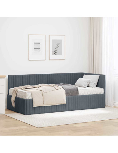 Struttura Letto Angolare con Materasso 2 pcs Grigio Velluto