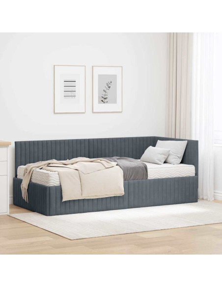 Struttura Letto Angolare con Materasso 2 pcs Grigio Velluto
