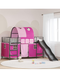 Struttura del letto loft per bambini Nero e rosa 79,5 x 200 cm