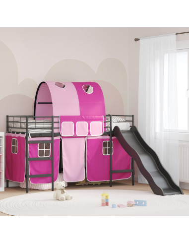 Struttura del letto loft per bambini Nero e rosa 90 x 190 cm