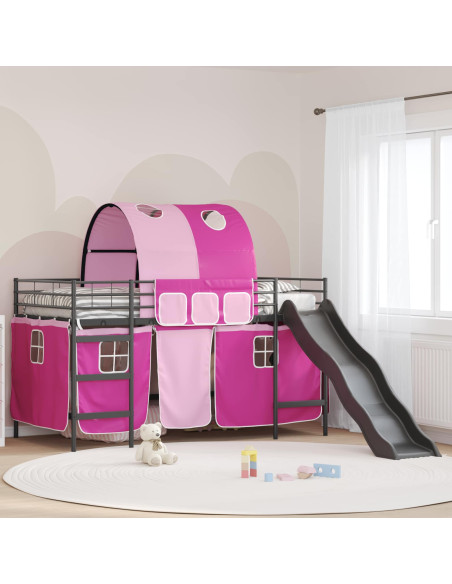Struttura del letto loft per bambini Nero e rosa 90 x 200 cm