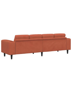 Divano Rosso Arancio 250 x 77 x 76 cm Tessuto in Cords