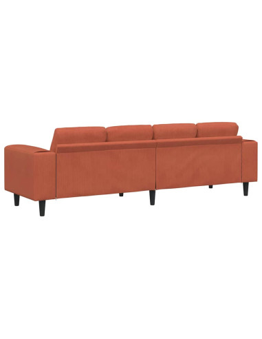 Divano Rosso Arancio 250 x 77 x 76 cm Tessuto in Cords