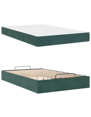 Struttura letto con materasso con materasso 2 pcs Verde Velluto