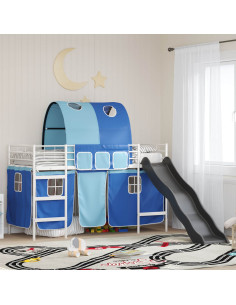 Struttura del letto loft per bambini Bianco e Blu 99,5 x 190 cm