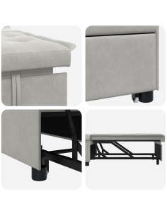 Divano Letto Estraibile Grigio chiaro 194 x 67 x 82 cm