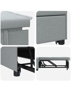 Divano Letto Estraibile 50cm Grigio chiaro Legno compensato