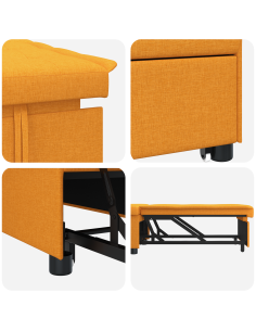 Divano Letto Estraibile 50cm Giallo Scuro Legno compensato