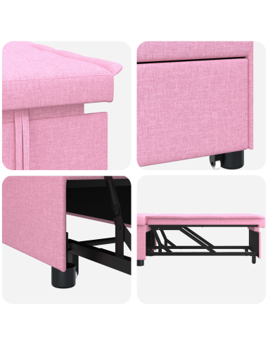 Divano Letto Estraibile Rosa 194 x 50 x 82 cm Legno compensato