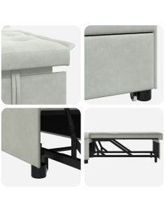Divano letto Grigio chiaro 194 x 67 x 82 cm Velluto