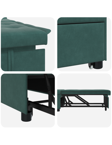 Divano letto Verde Scuro 194 x 67 x 82 cm Velluto
