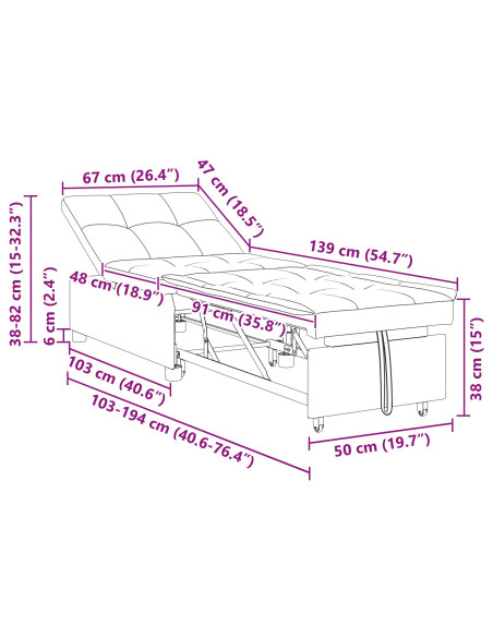 Divano letto Nero 194 x 67 x 82 cm Velluto