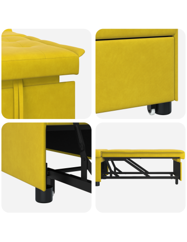 Divano letto Giallo 194 x 67 x 82 cm Velluto