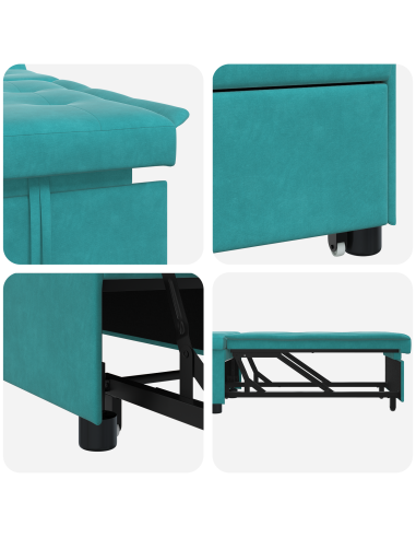 Divano letto Turchese 194 x 67 x 82 cm Velluto