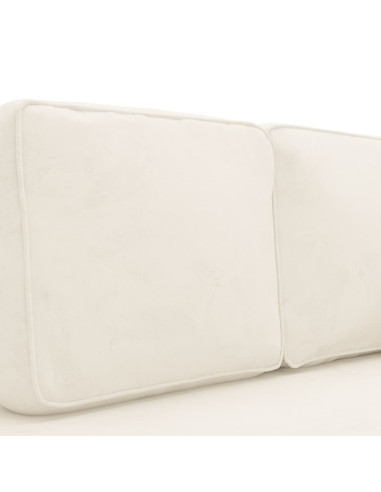 Sdraio con Cuscini e Capezzale Crema in Velluto