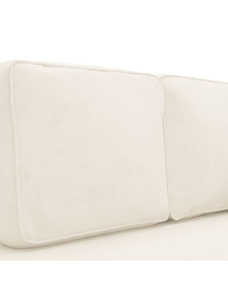 Sdraio con Cuscini e Capezzale Crema in Velluto