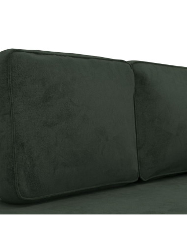 Sdraio con Cuscini e Capezzale Verde Scuro in Velluto