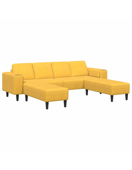Divano Giallo Chiaro 250 x 188 x 76 cm Tessuto in Cords