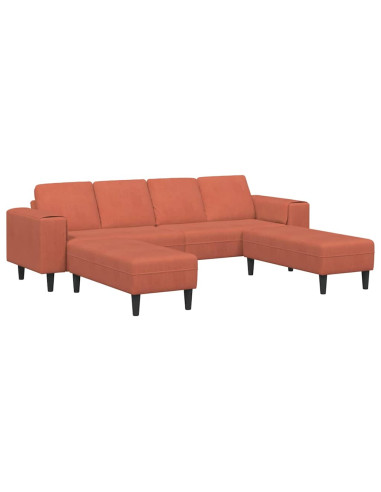 Divano Rosso Arancio 250 x 188 x 76 cm Tessuto in Cords