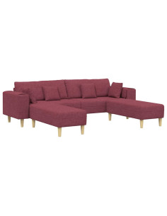 Divano con cuscino 3 pcs Rosso Vino Tessuto
