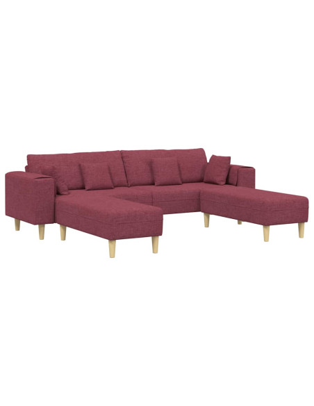 Divano con cuscino 3 pcs Rosso Vino Tessuto