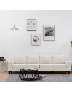 Divano Crema 4 Posti Tessuto