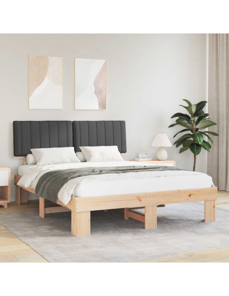 Letto con Testiera Rivestita Grigio scuro 160 x 200 cm