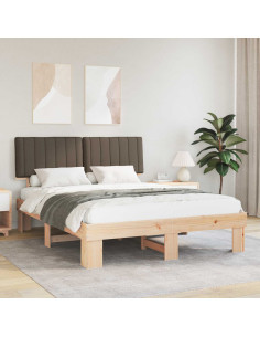 Letto con Testiera Rivestita Talpa 160 x 200 cm Pino massello