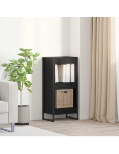 Armadio per Libri Rovere Nero 80 x 30 x 155 cm