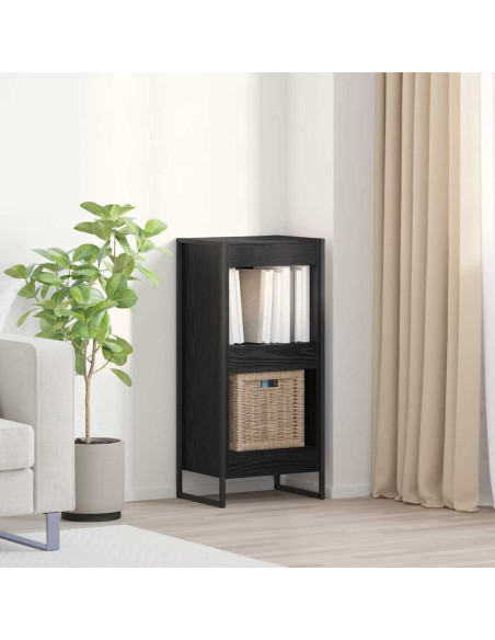 Armadio per Libri Rovere Nero 80 x 30 x 155 cm