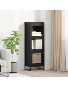 Armadio per Libri Rovere Nero 80 x 30 x 155 cm